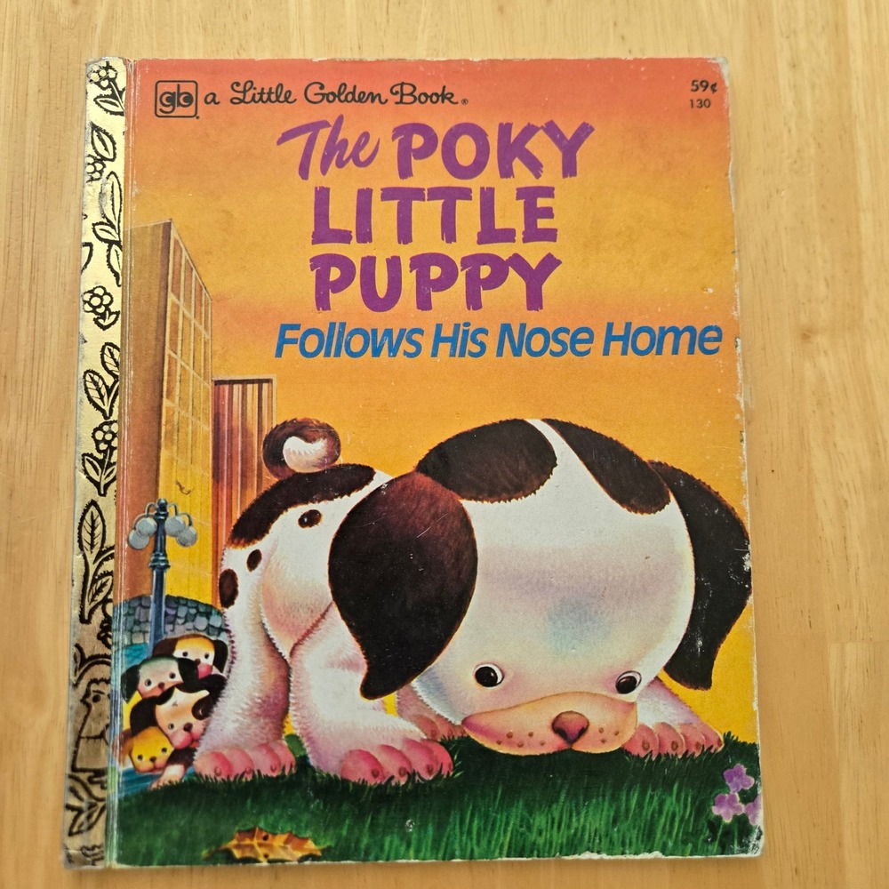Vintage Poky Little Puppy Follows His Nose Home Little Golden Book #130 59¢